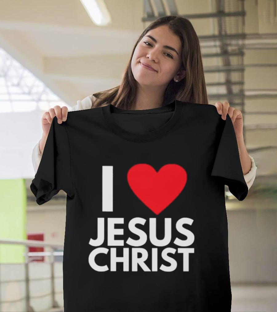 I Love Jesus Christ Christian Red Heart T-Shirt
