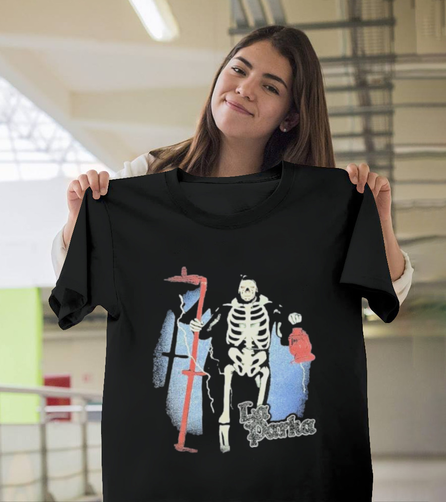 Lucha Box Mystery La Parka Skeleton With Scythe And Lantern T-Shirt