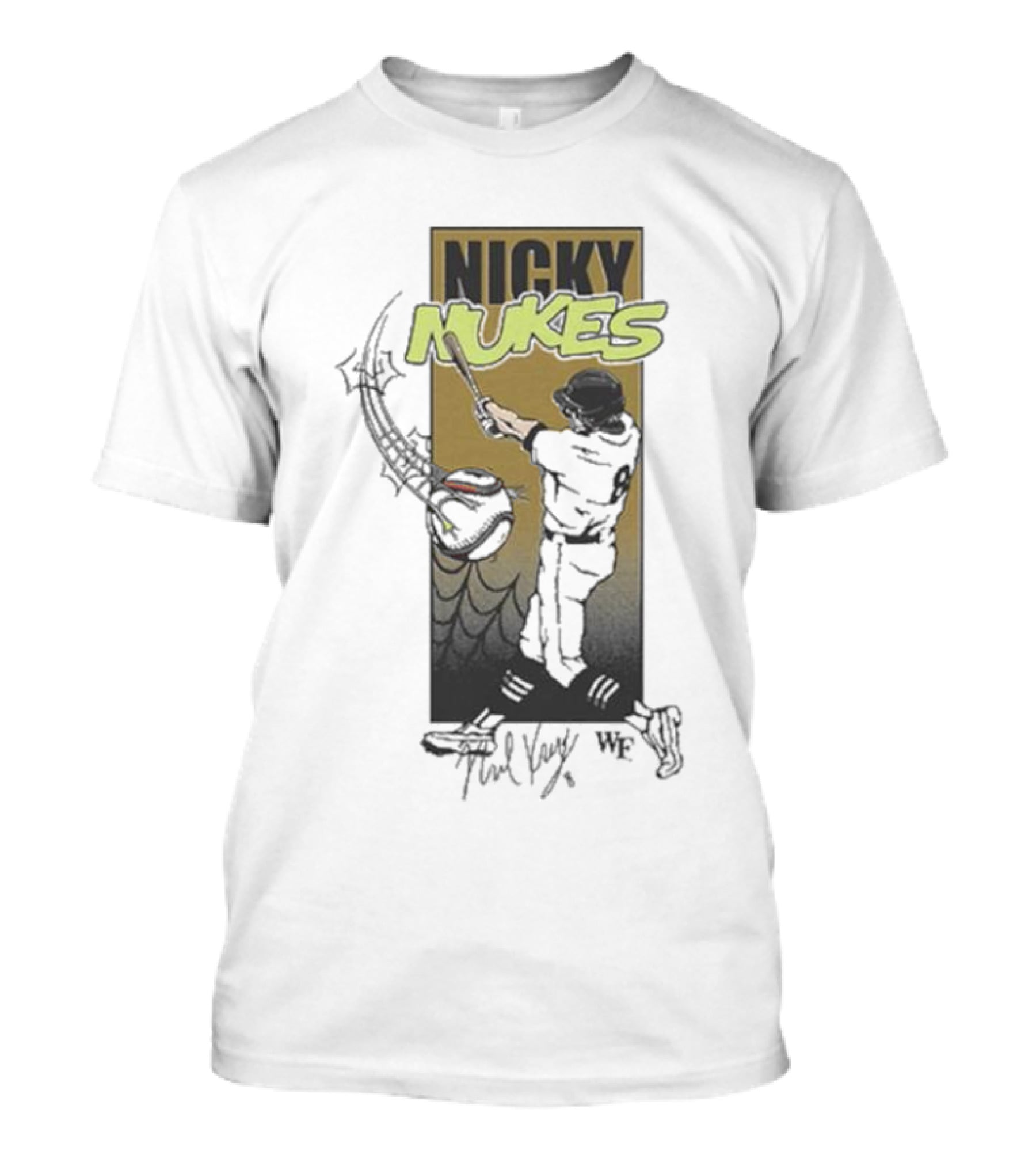 Nicky Nukes Baseball Player Batting With Spider T-Shirt