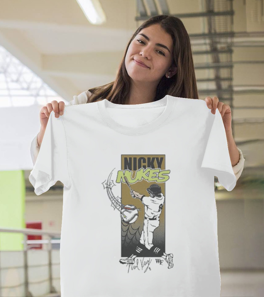 Nicky Nukes Baseball Player Batting with Spider T-Shirt