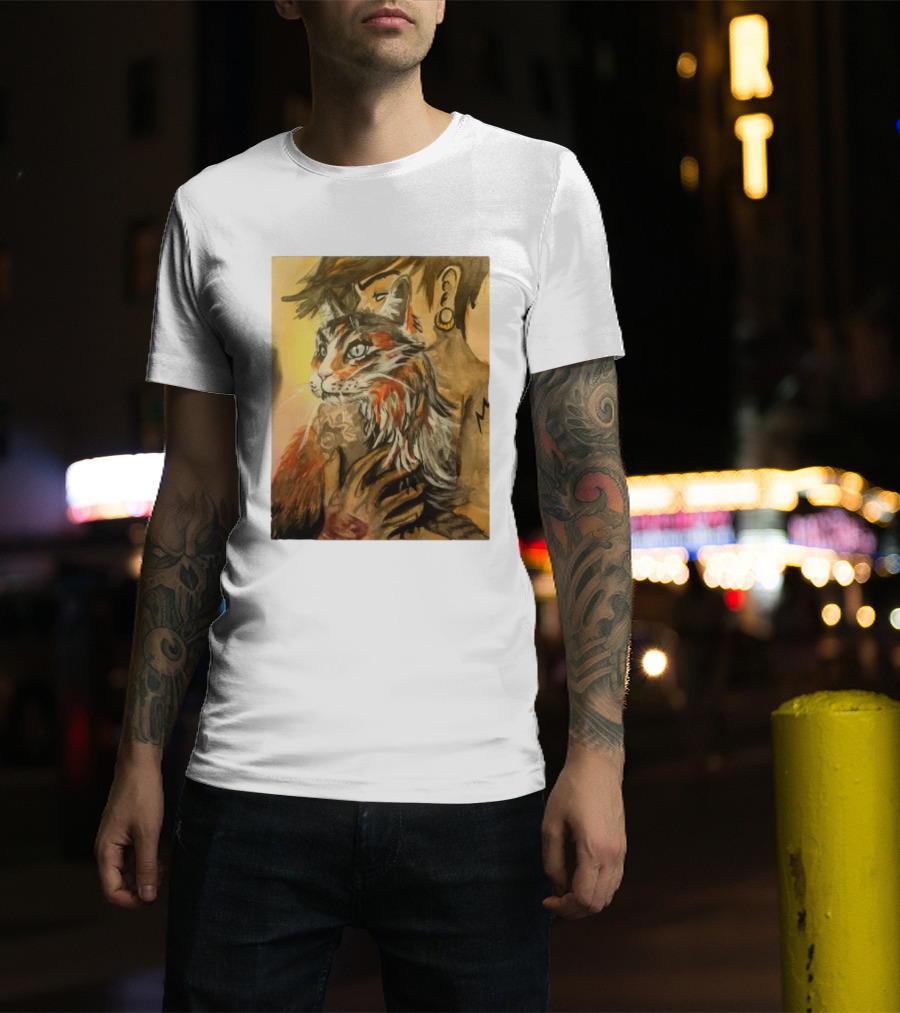 Companionship Megan Watkins Cat And Person With Tattoo And Ear Gauge T-Shirt