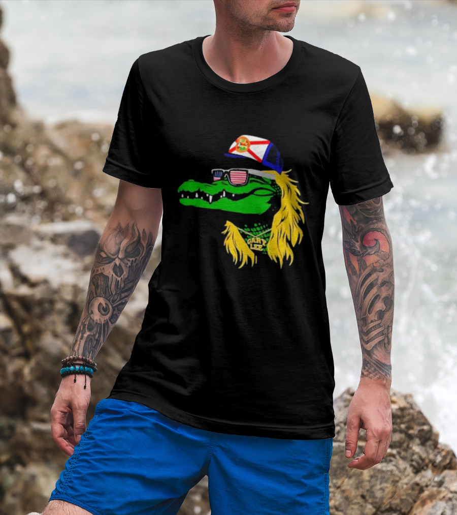 Conservativeant Wearing Gary Lee Gator With Trucker Hat And Sunglasses T-Shirt