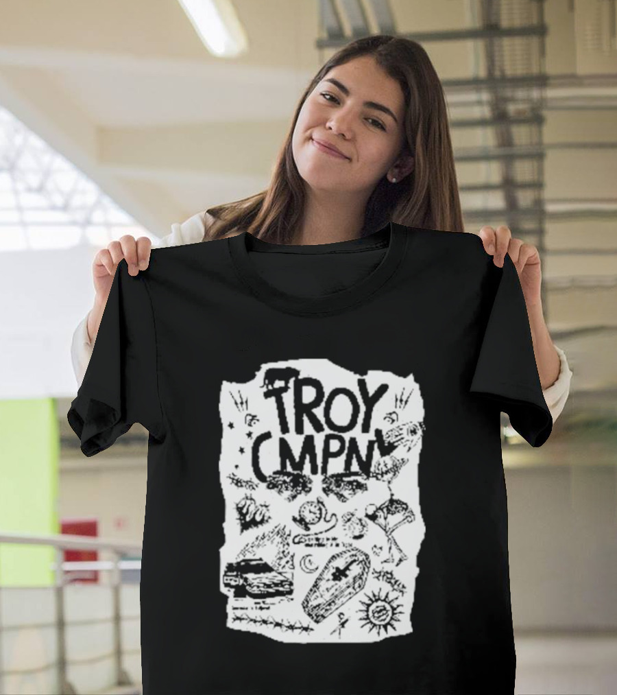 Troy CMPN Mineral Blue Death Can Come Anytime Ds 2447 Coffin Sun Stars Moon T-Shirt