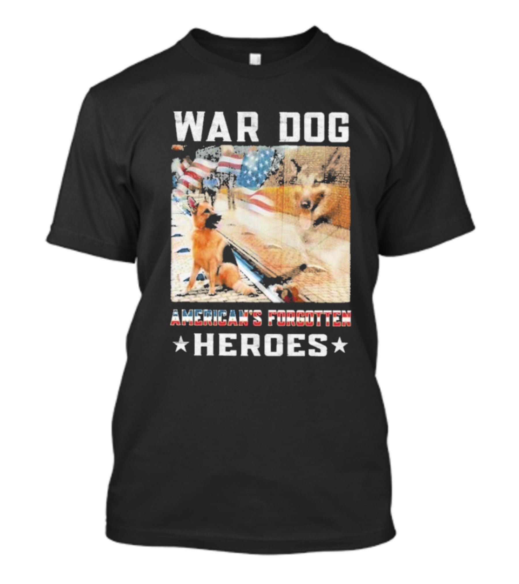War Dog American's Forgotten Heroes Flags And German Shepherd T-Shirt