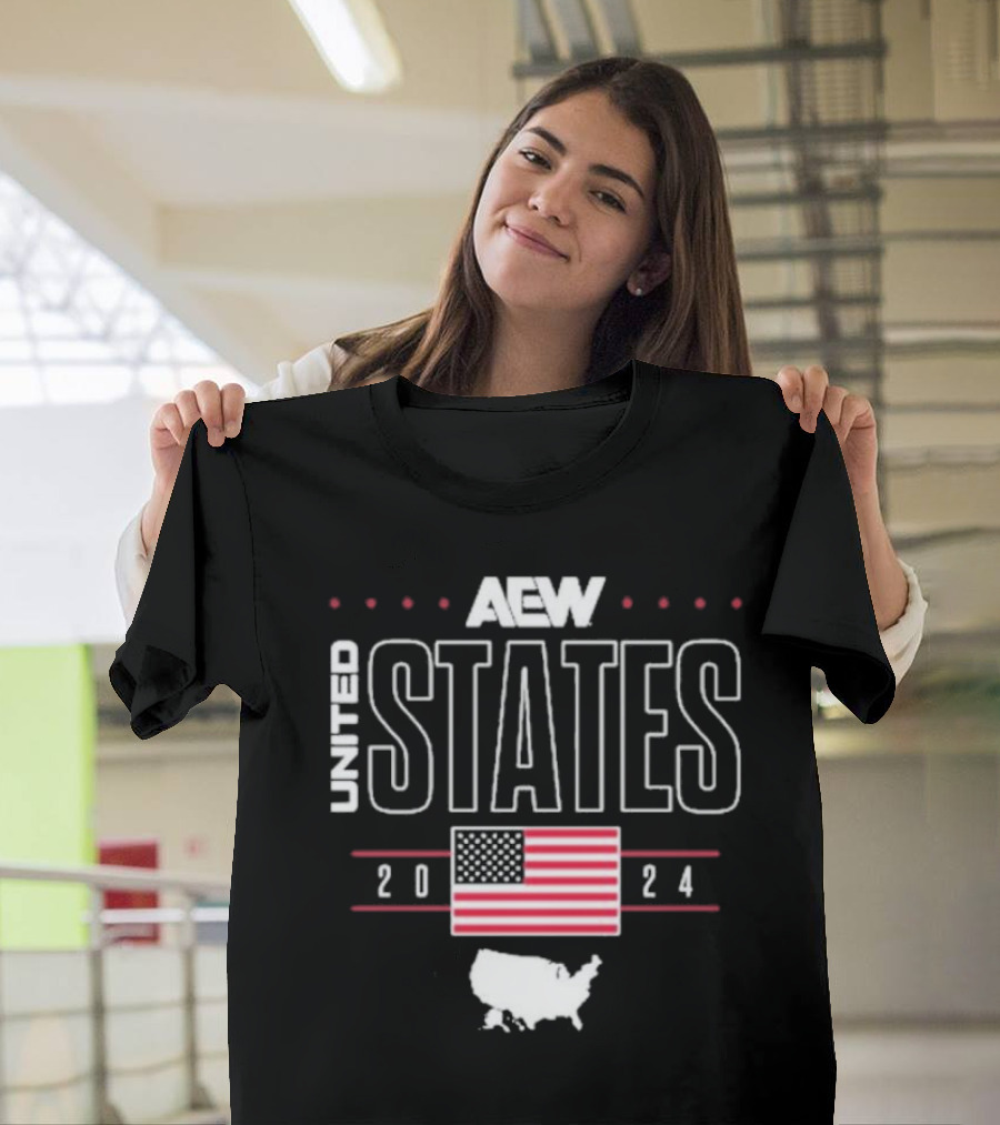 AEW United States 2024 With Flag and Map T-Shirt