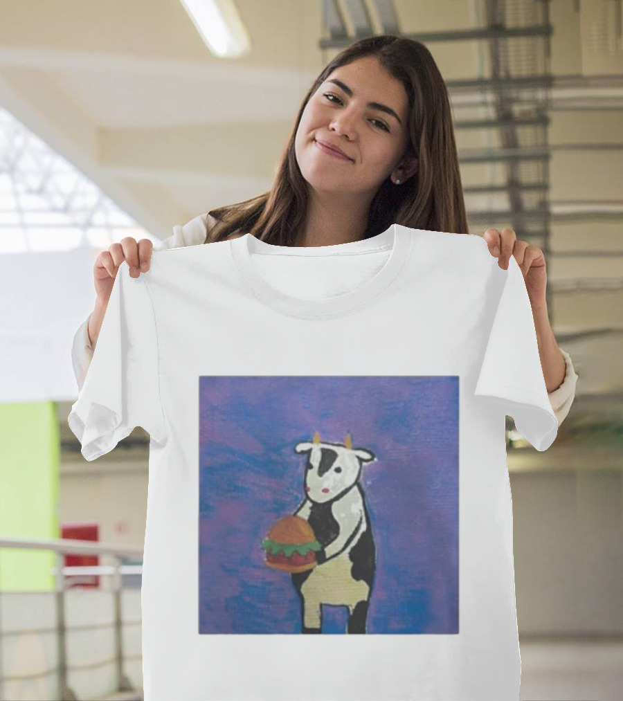 Leanbeefpatty Cow Holding Burger Carnivorous Beef T-Shirt