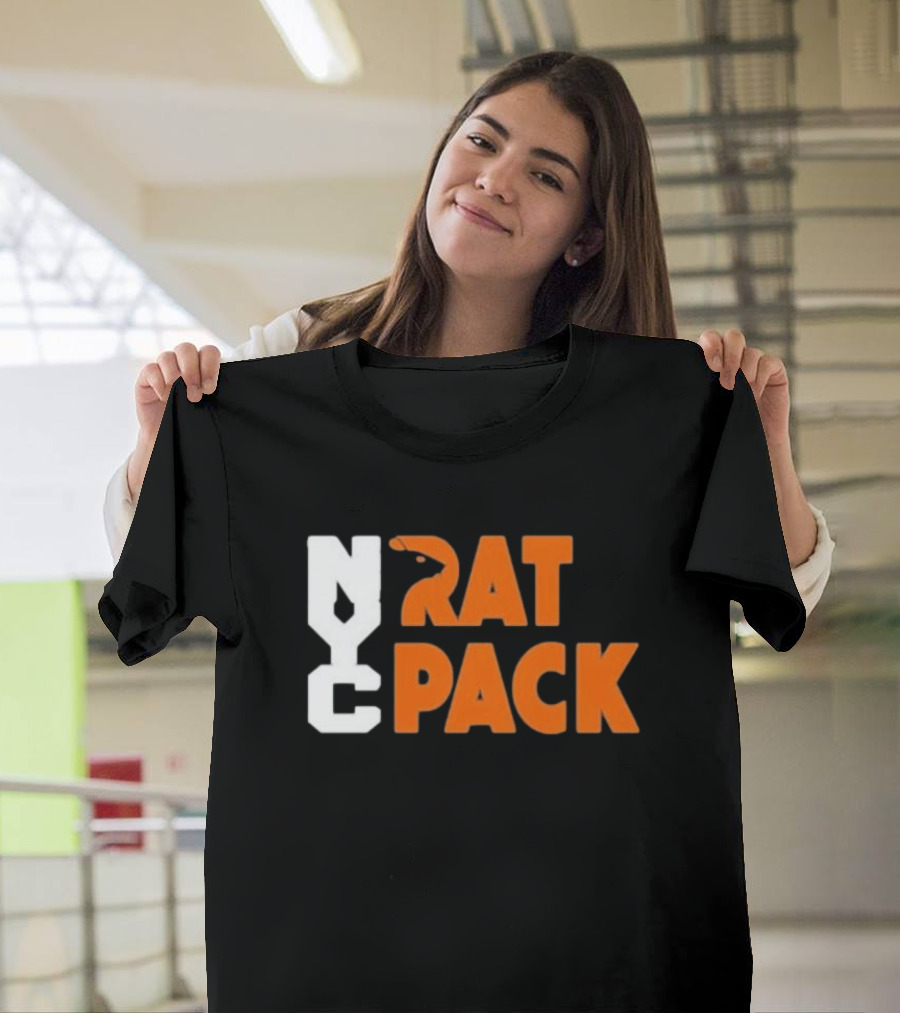 NYC Rat Pack Baseball Rat Typography T-Shirt