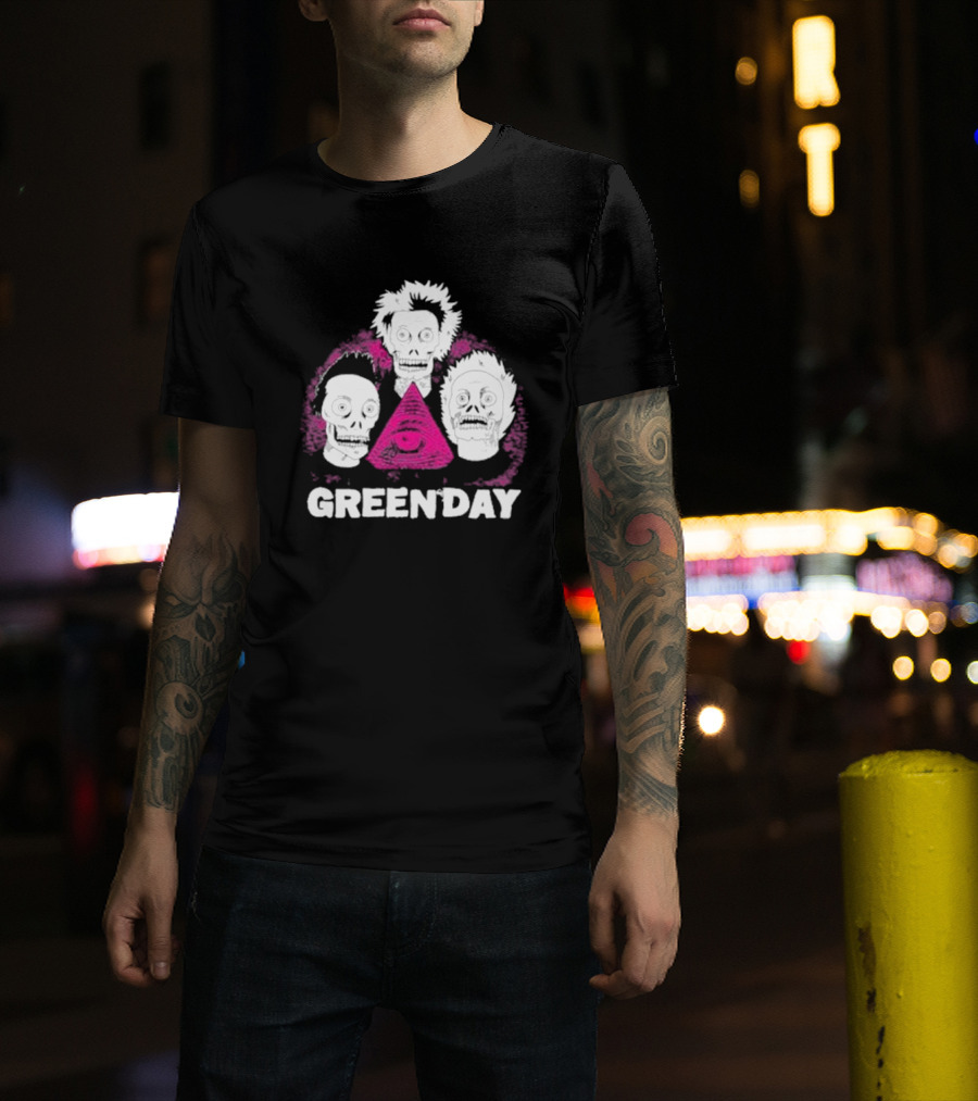 Green Day Skeletons Pink Eye Pyramid T-Shirt