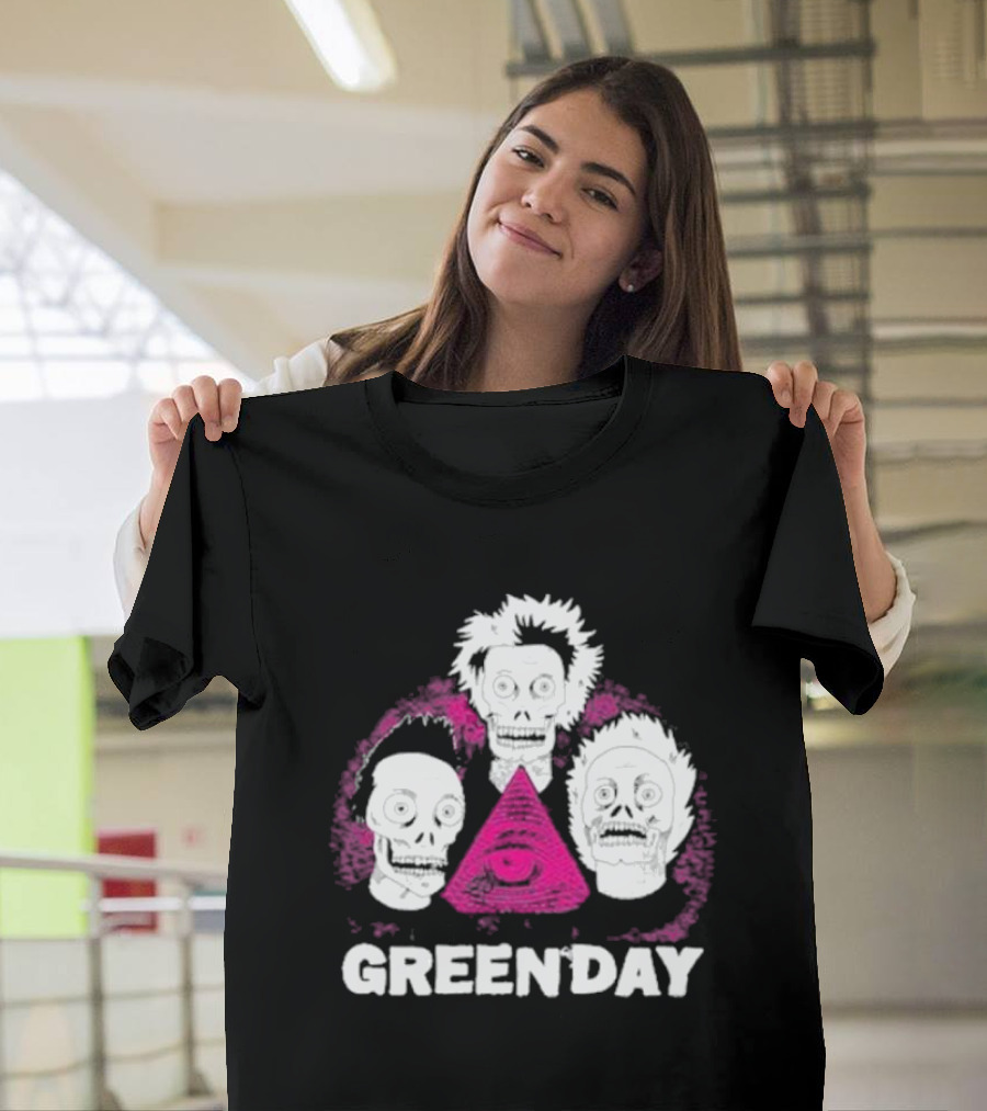 Green Day Skeletons Pink Eye Pyramid T-Shirt