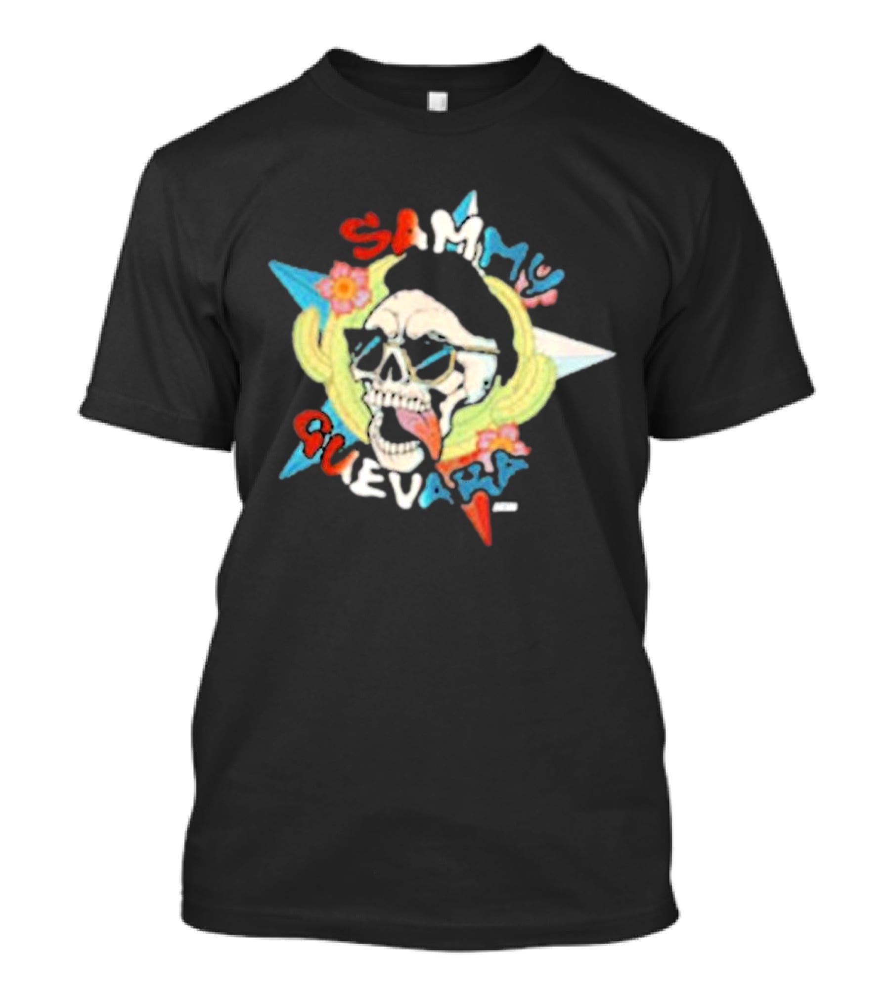 Sammy Guevara Skull With Sunglasses And Colorful Star T-Shirt