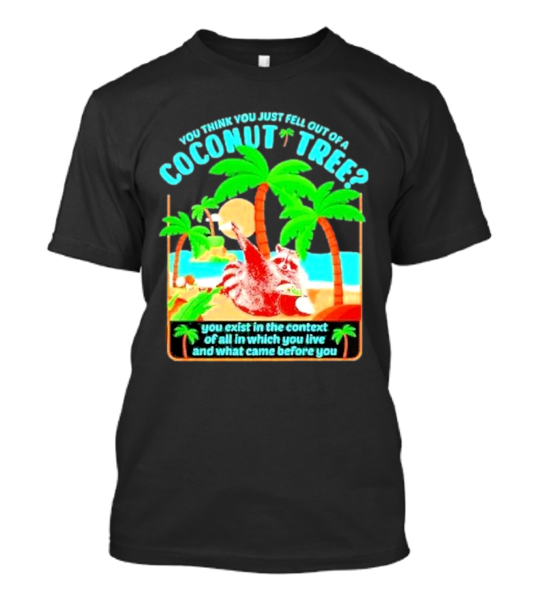 You Think You Just Fell Out Of A Coconut Tree Raccoon Palm Beach Scene T-Shirt