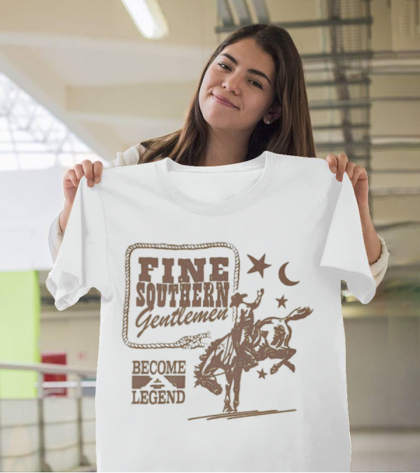 Fine Southern Gentlemen Become Legend Cowboy Moon And Stars T-Shirt