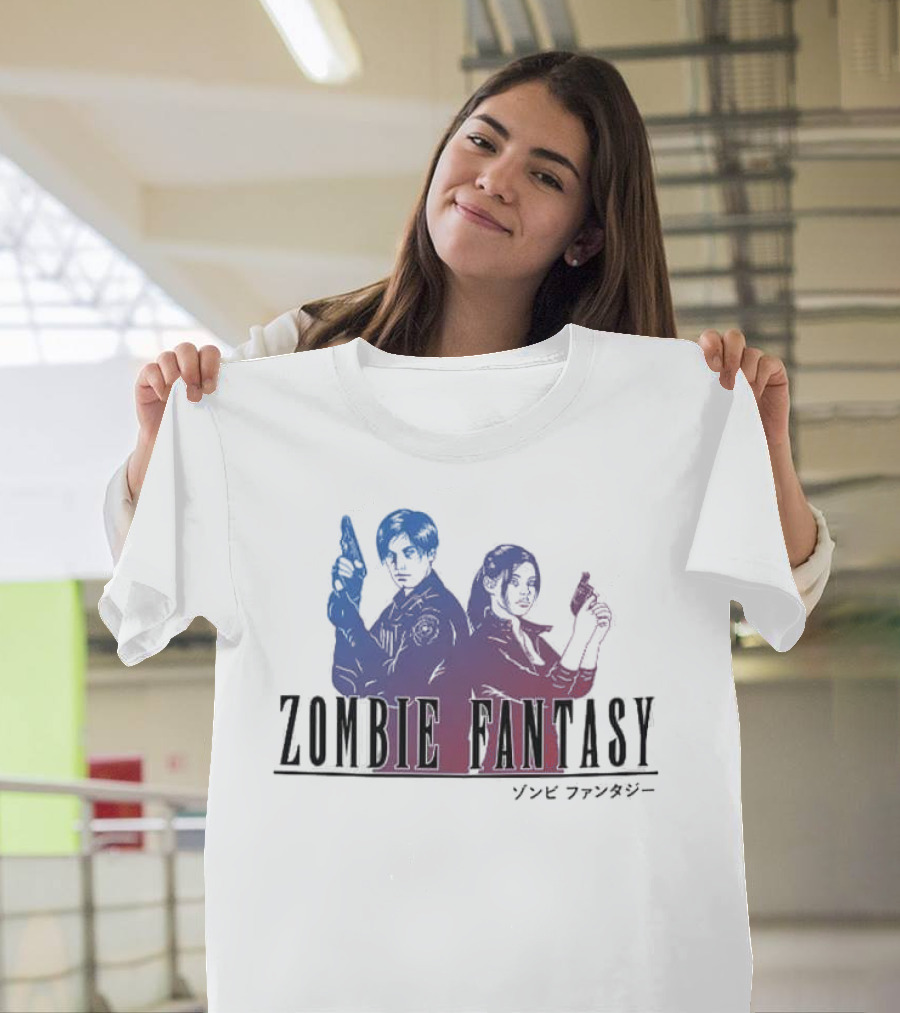 Zombie Fantasy Final Fantasy Resident Evil 2 Dual Character Fusion T-Shirt