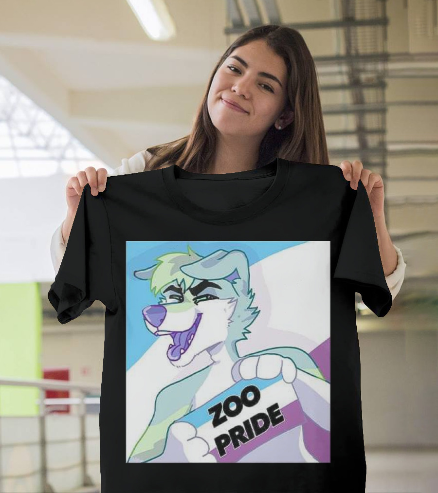 Zoo Pride Furry Character Holding Flag T-Shirt
