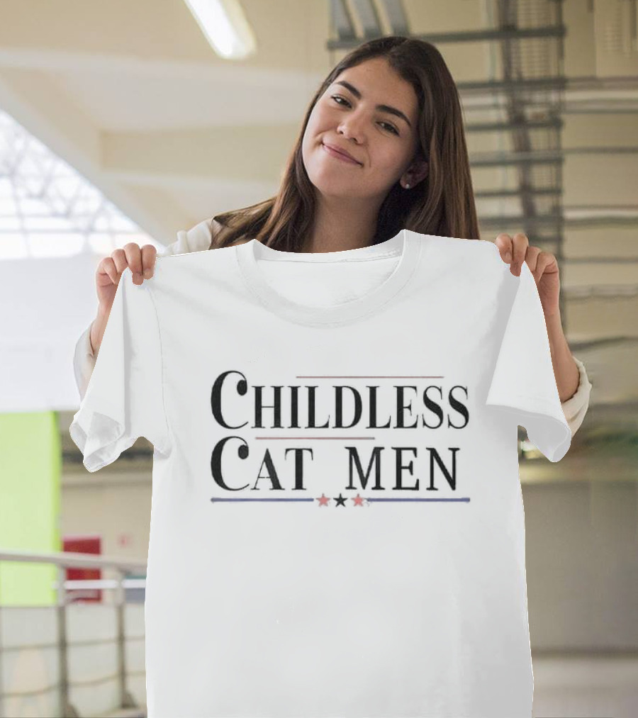 Childless Cat Men Print Patriotic Stars Stripes T-Shirt