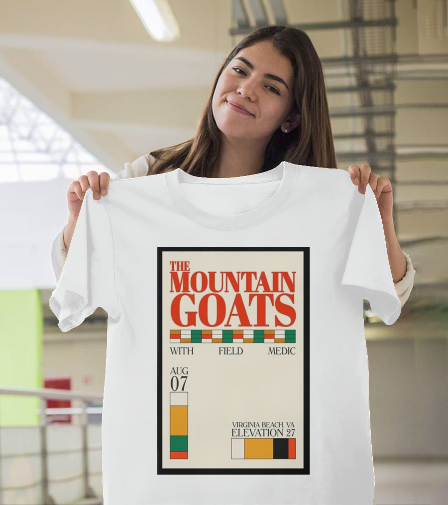 The Mountain Goats with Field Medic Aug 07 2024 Virginia Beach VA Elevation 27 T-Shirt