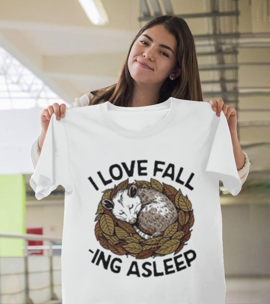 I Love Fall -ing Asleep Cozy Autumn Leaves Sheep T-Shirt