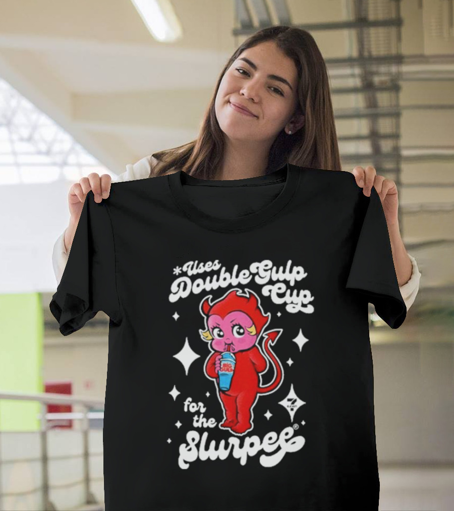 Uses Double Gulp Cup for the Slurpee Devil 7-Eleven T-Shirt