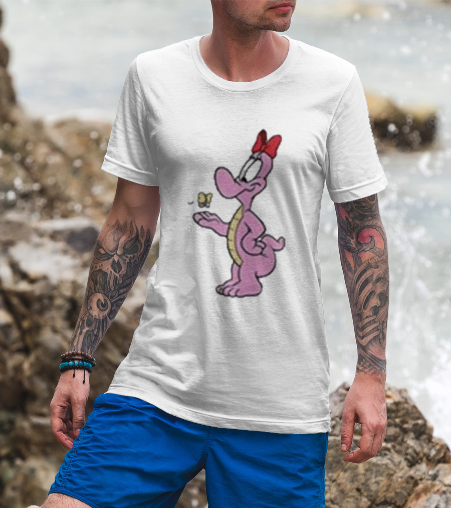 454 Life Baby Yoshi Bow Wearing Cartoon Character With Butterfly T-Shirt