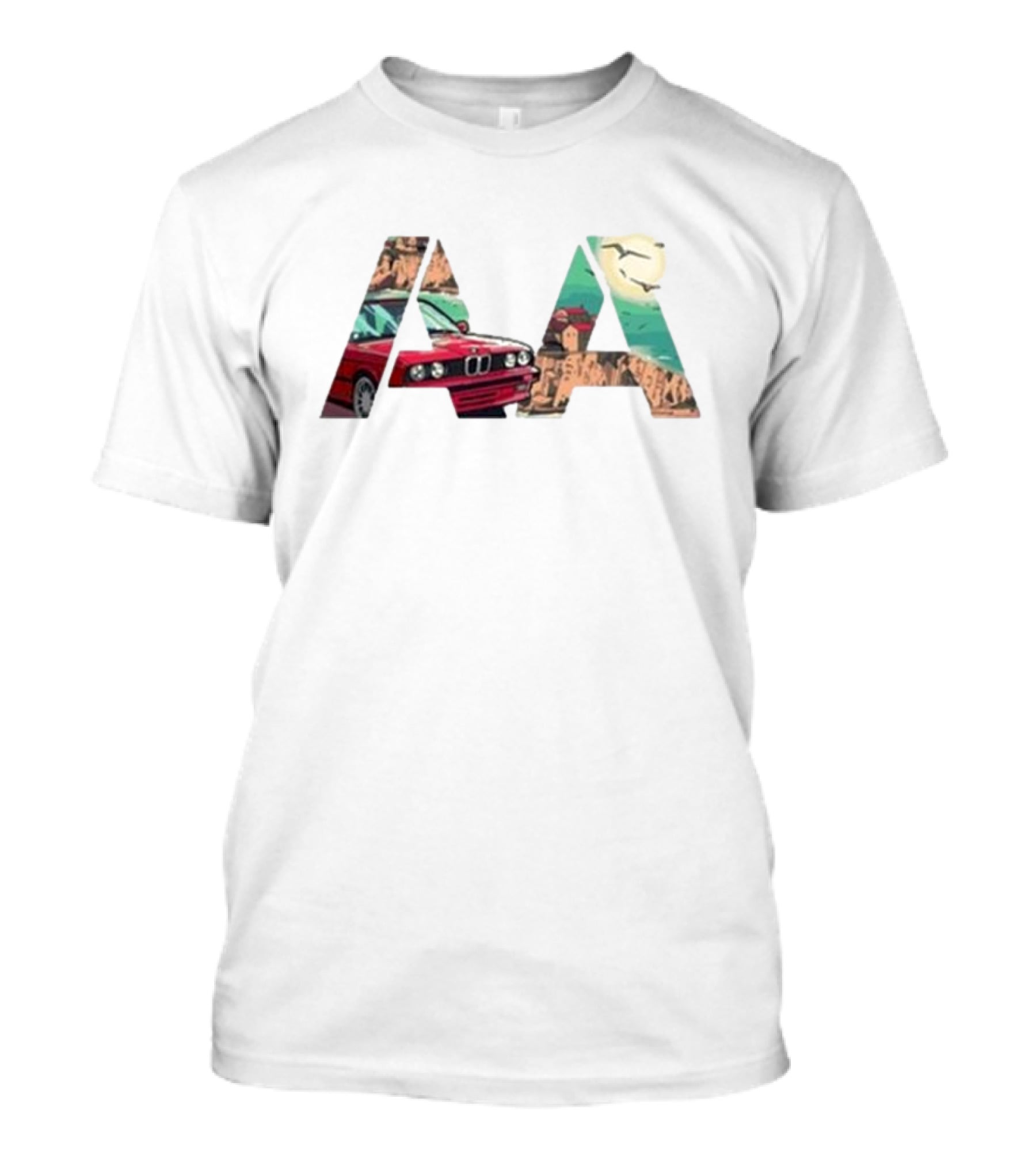 Aa Summer E30 Autoalex Red BMW Car Scenic Landscape T-Shirt
