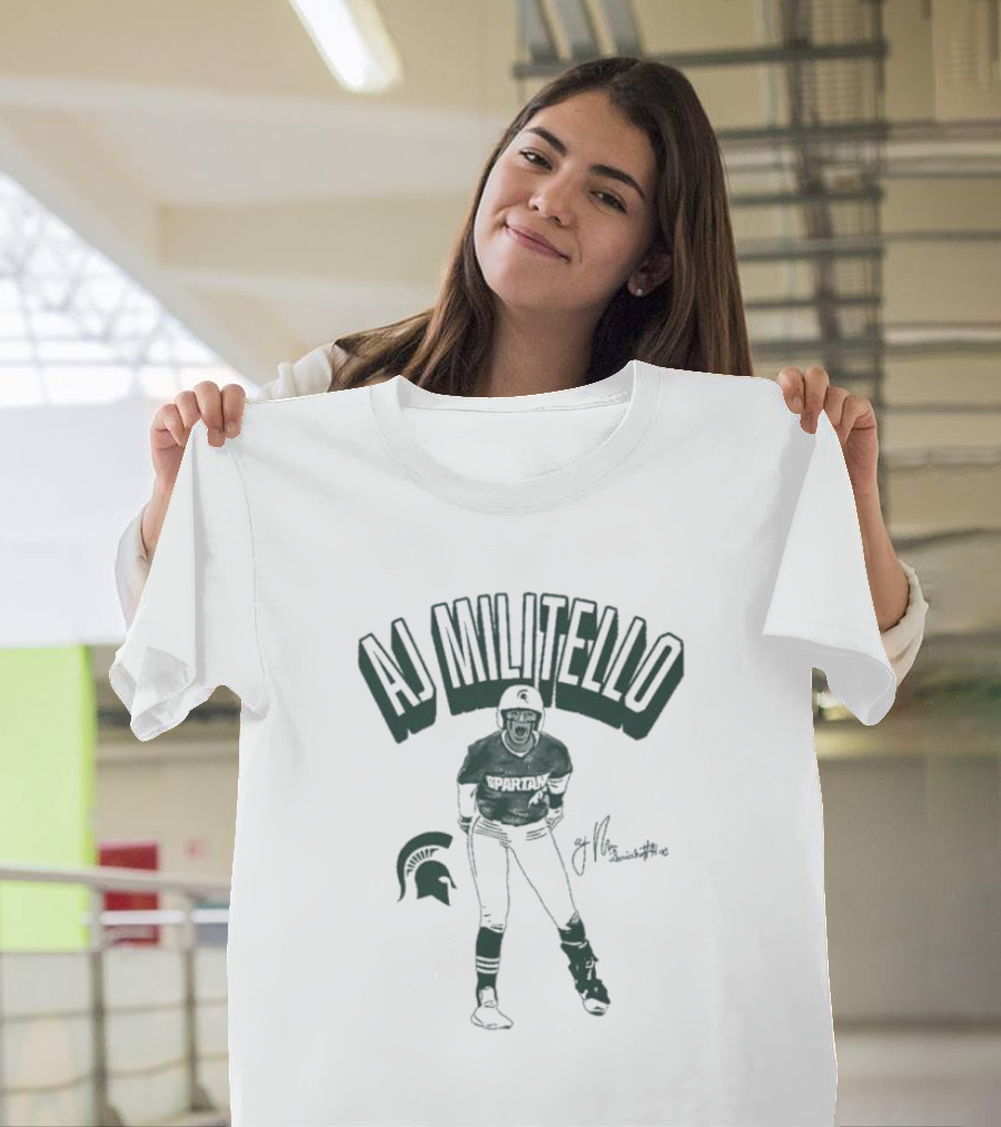 AJ Militello Spartans Michigan State Football Signature T-Shirt