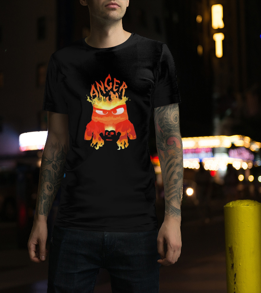 Anger Fire Inside Out Movie Character With Flaming T-Shirt