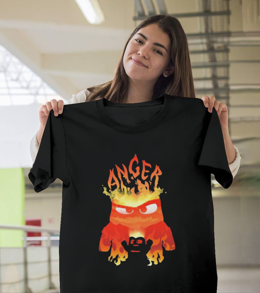 Anger Fire Inside Out Movie Character with Flaming T-Shirt