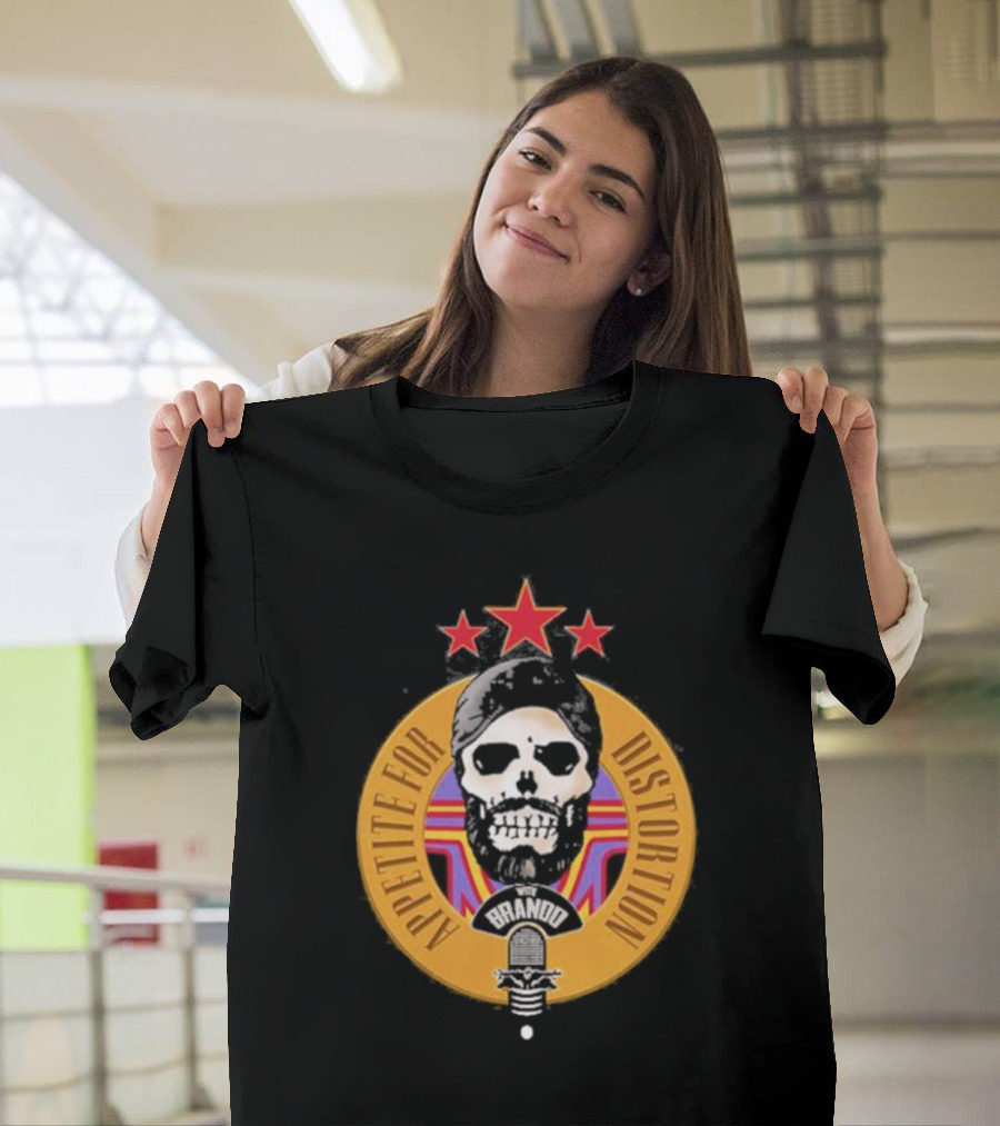 Appetite For Distortion Podcast Brando Skull And Microphone T-Shirt