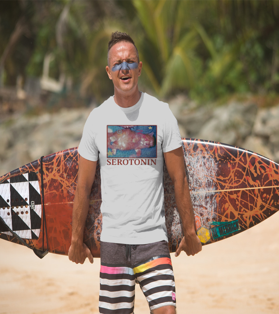 K45ink Serotonin Cat With Stars And Spirals T-Shirt