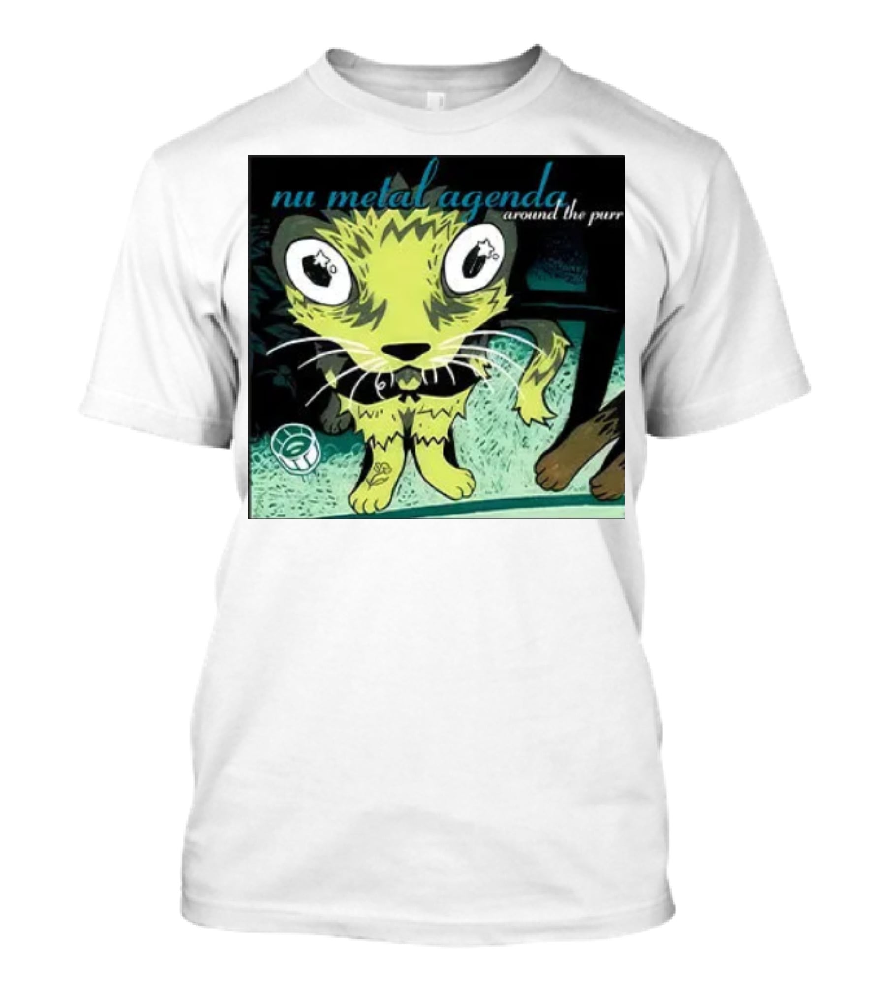 Nu Metal Agenda Around The Purr Feline Illustration With Swirling Colors And Bold Letters T-Shirt