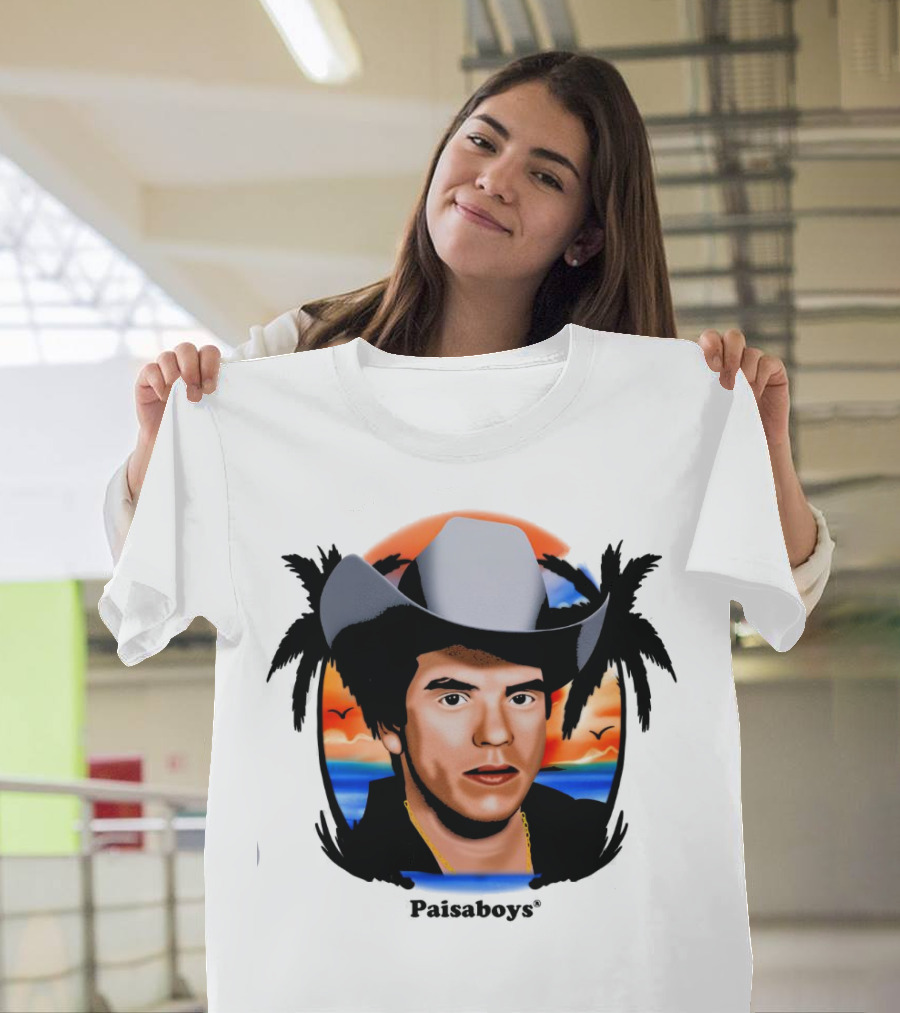 Paisaboys Sinaloa Sunset Cowboy And Tropical Ocean Scene T-Shirt