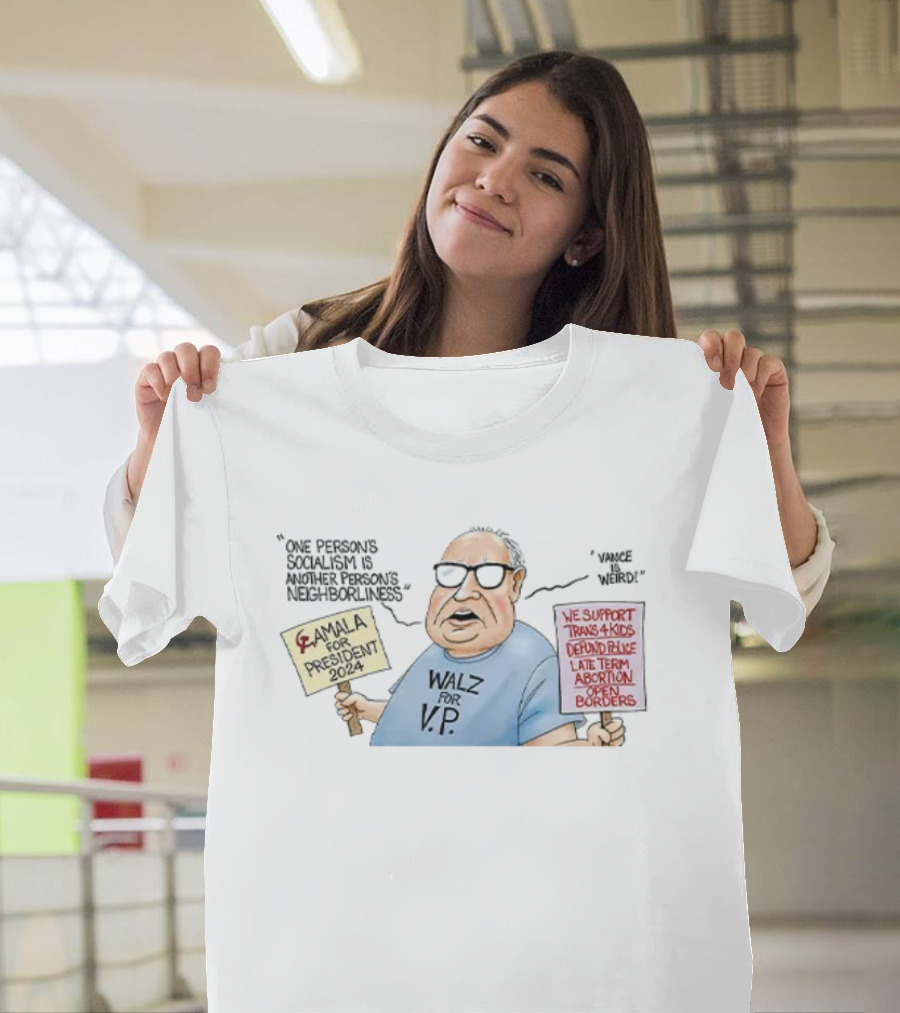 Tim Walz Kamala for President 2024 Walz for VP We Support Trans Kids Defund Police Late Term Abortion Open Borders T-Shirt