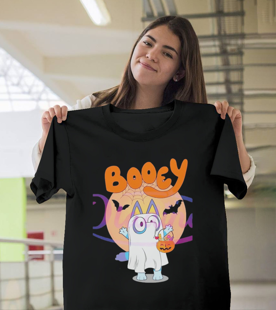 Booey Ghost Costume with Pumpkin Treat Bag Halloween T-Shirt