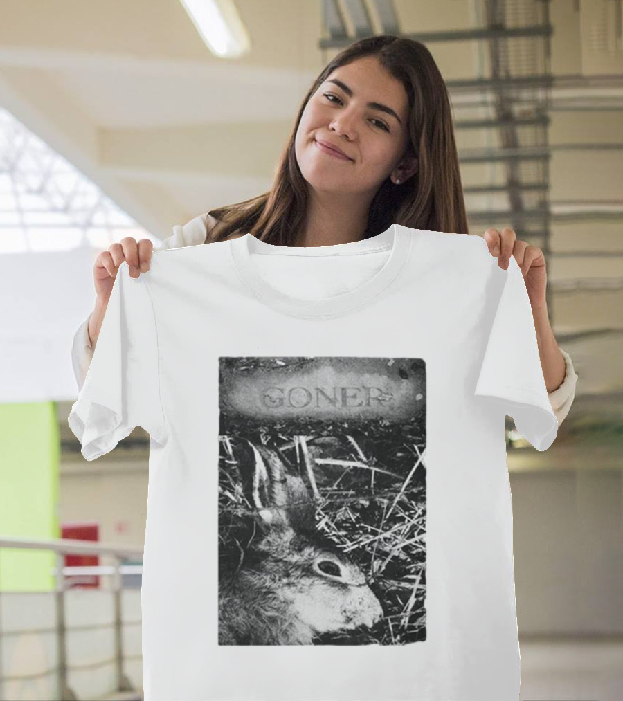 Goner Rabbit Black and White Image with Rustic Background T-Shirt