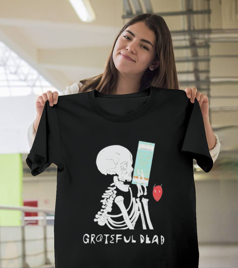 Grateful Dead Friends of the Devils Skeleton with Ticket and Red Devil Head T-Shirt