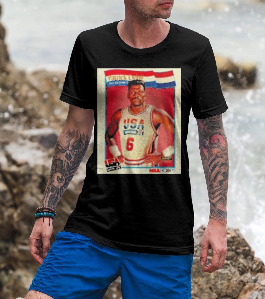 Patrick Ewing USA Basketball Dream Team 1992 NBA Hoops USA Olympic Team नंबर 6 T-Shirt