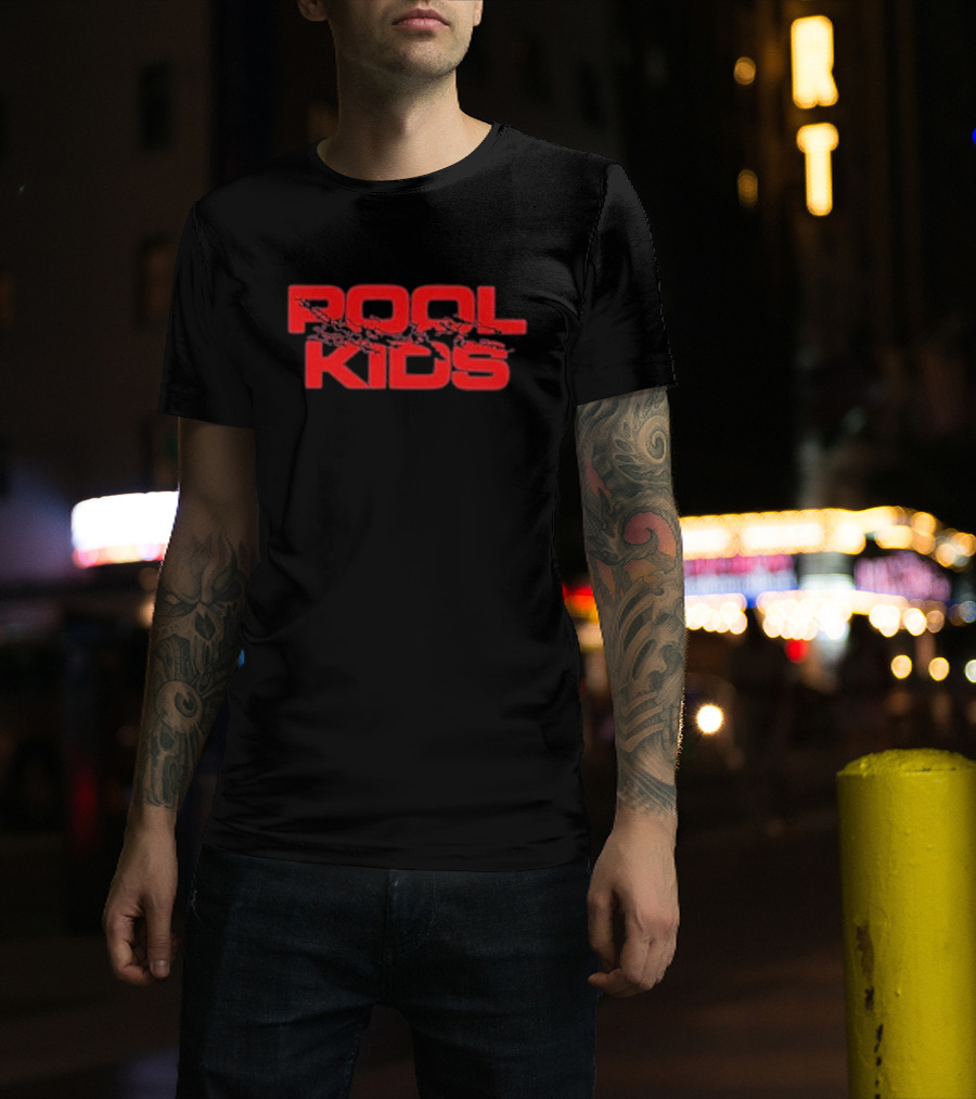 Pool Kids Pk Logo Red Stylized Text T-Shirt