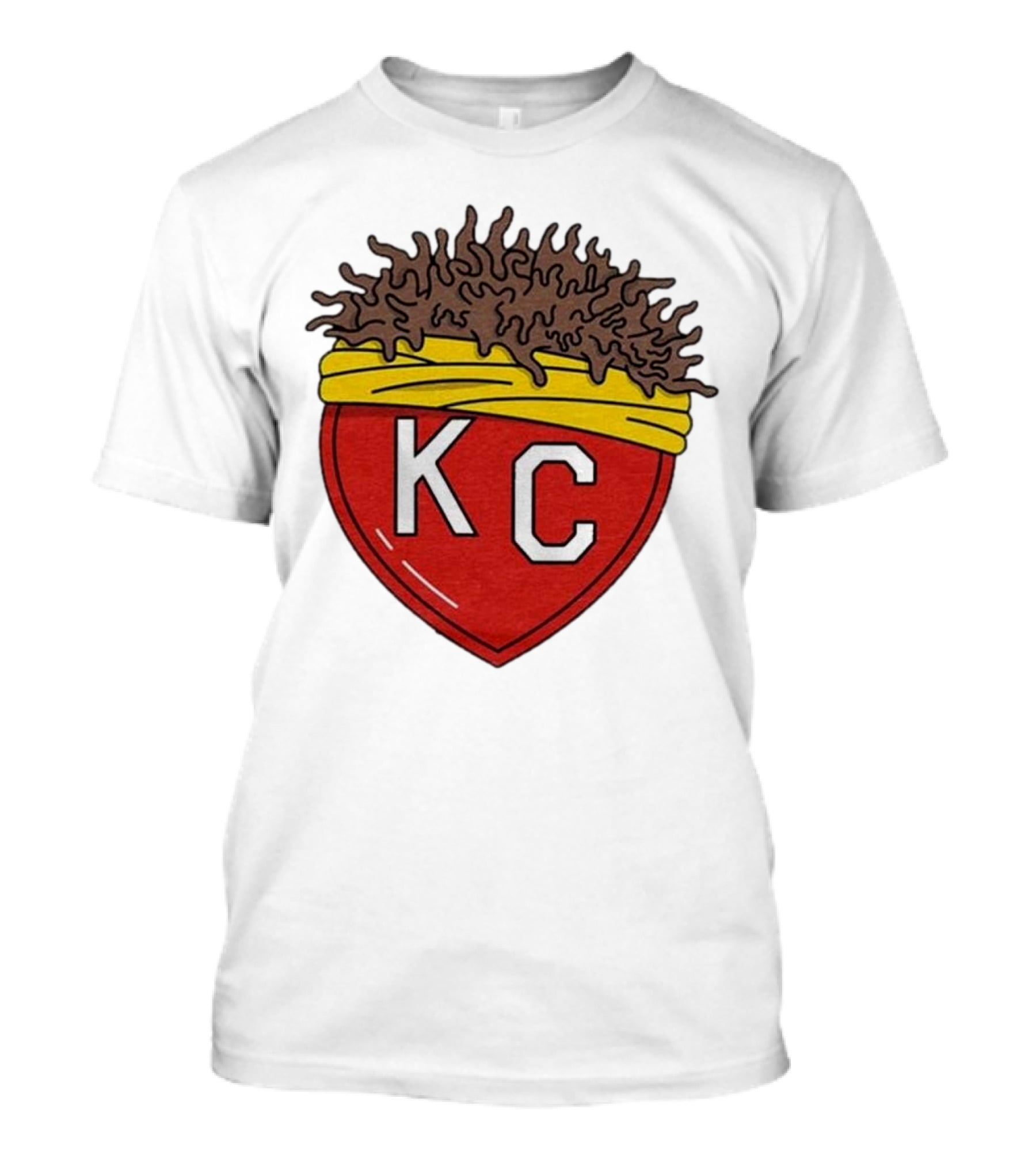 KC Franchise Heart Emblem With Brown Hair And Yellow Band T-Shirt