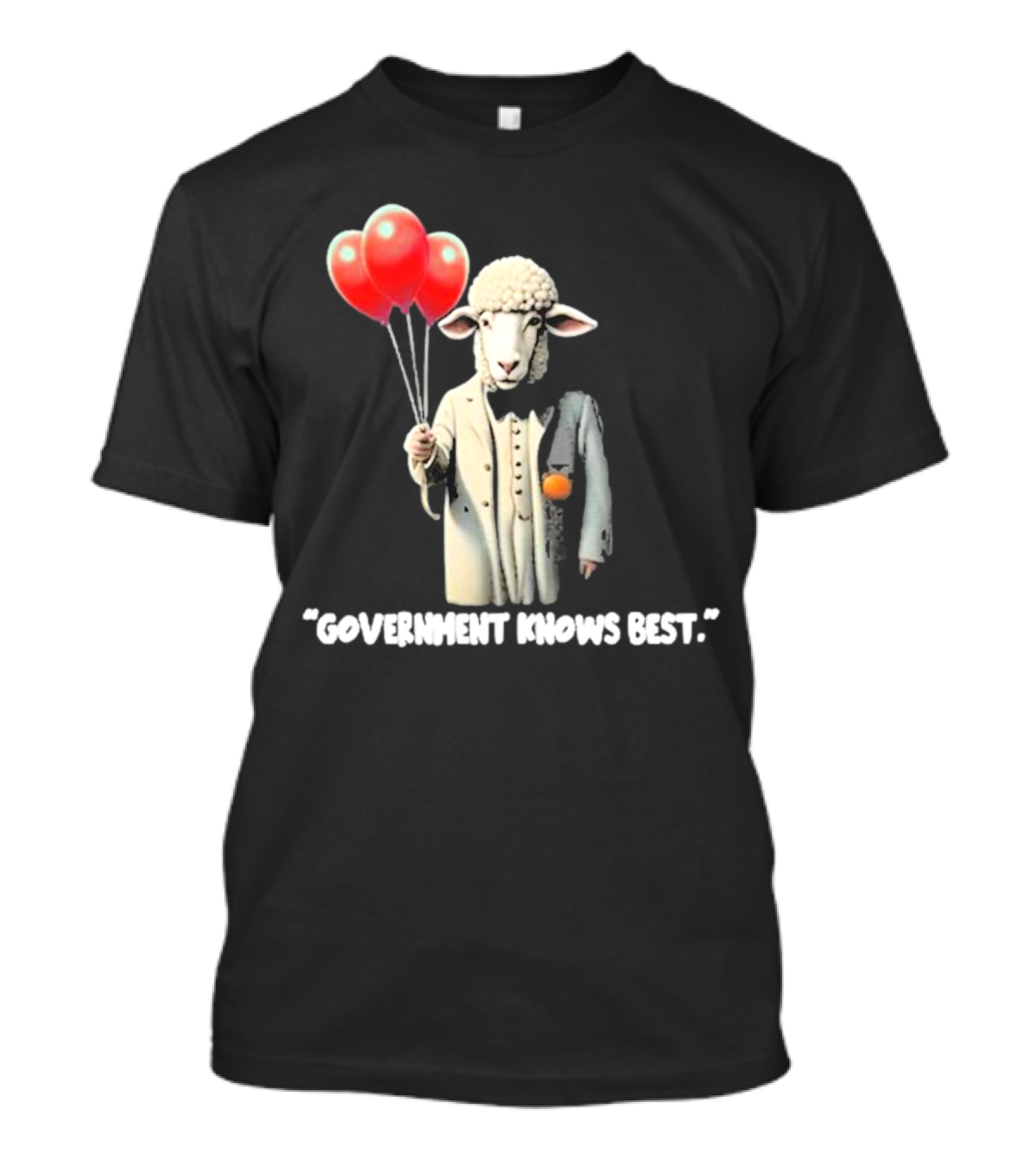 Funnyahhtees Government Knows Best Sheep Holding Balloons T-Shirt