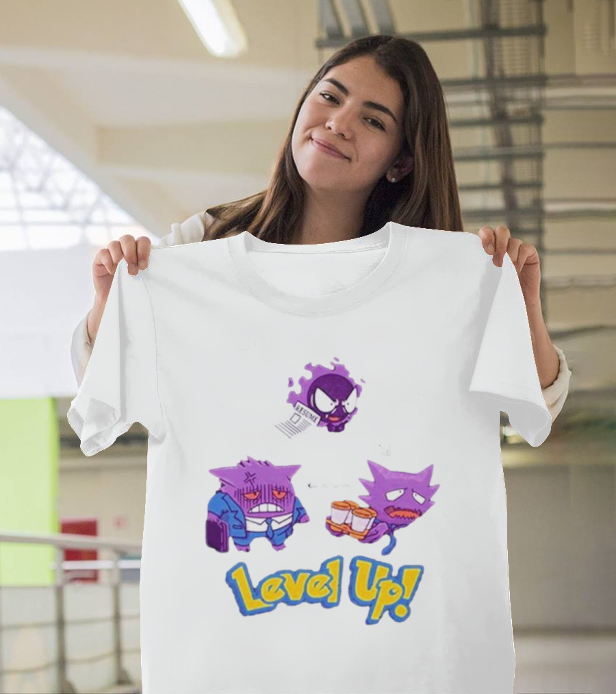 Gengar Evolution Level Up Journey With Resume And Briefcase T-Shirt