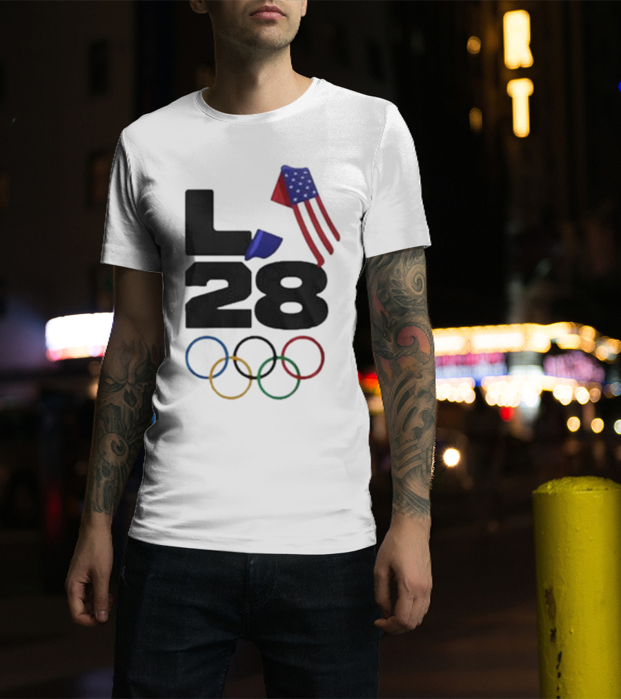 LA 28 Olympics American Flag Rings T-Shirt