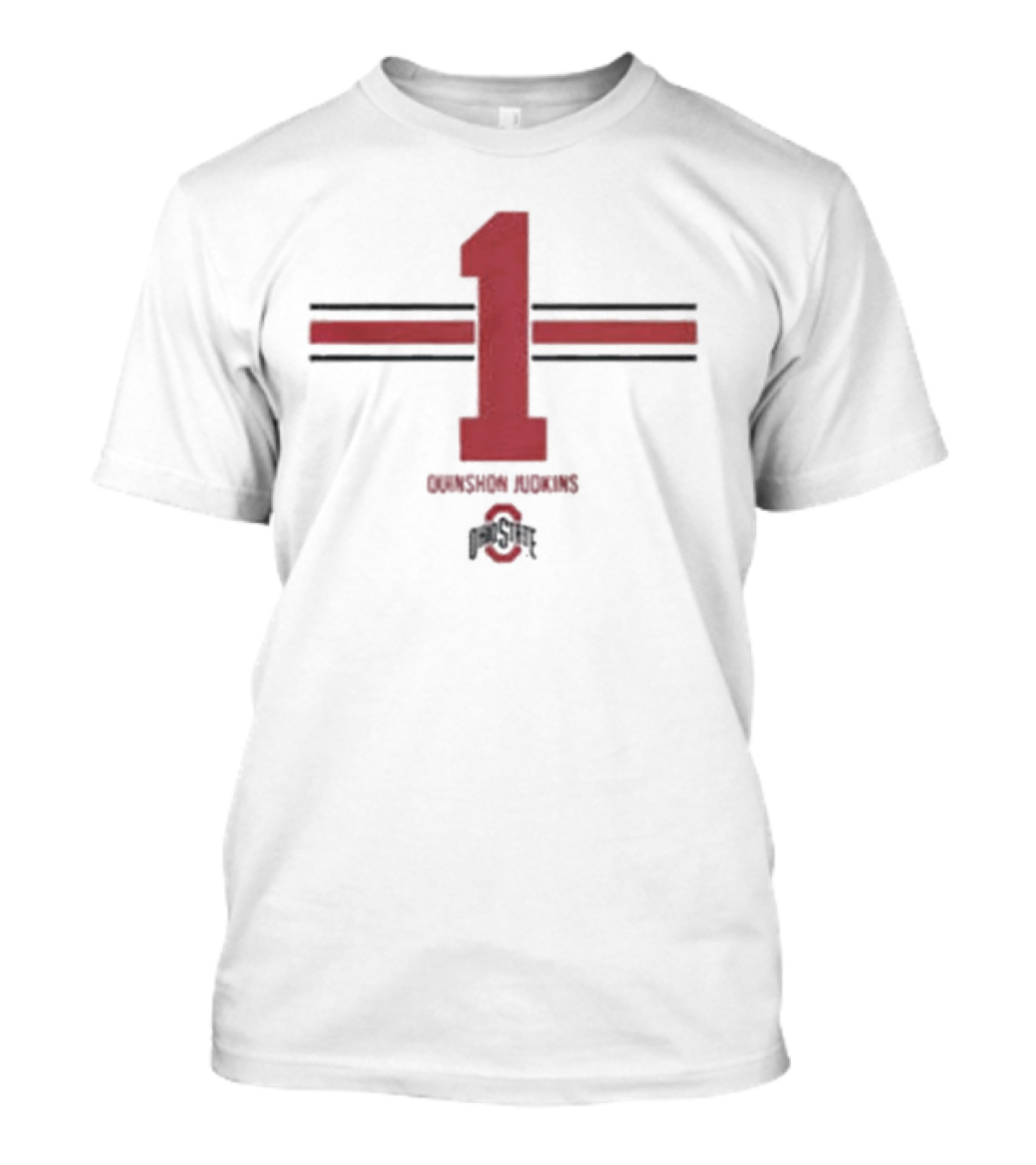 OSU Football Quinshon Judkins Number 1 Red Stripe T-Shirt