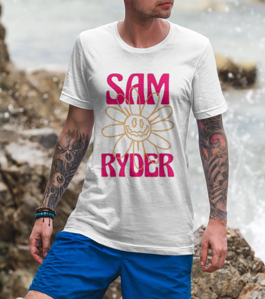 SAM RYDER Daisy Smiley Flower Pink Yellow T-Shirt