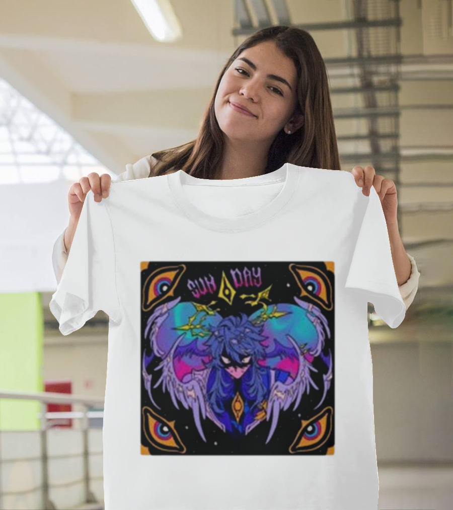Joojooobox Sunday Honkai Star Rail Colorful Winged Figure with Celestial Eyes T-Shirt