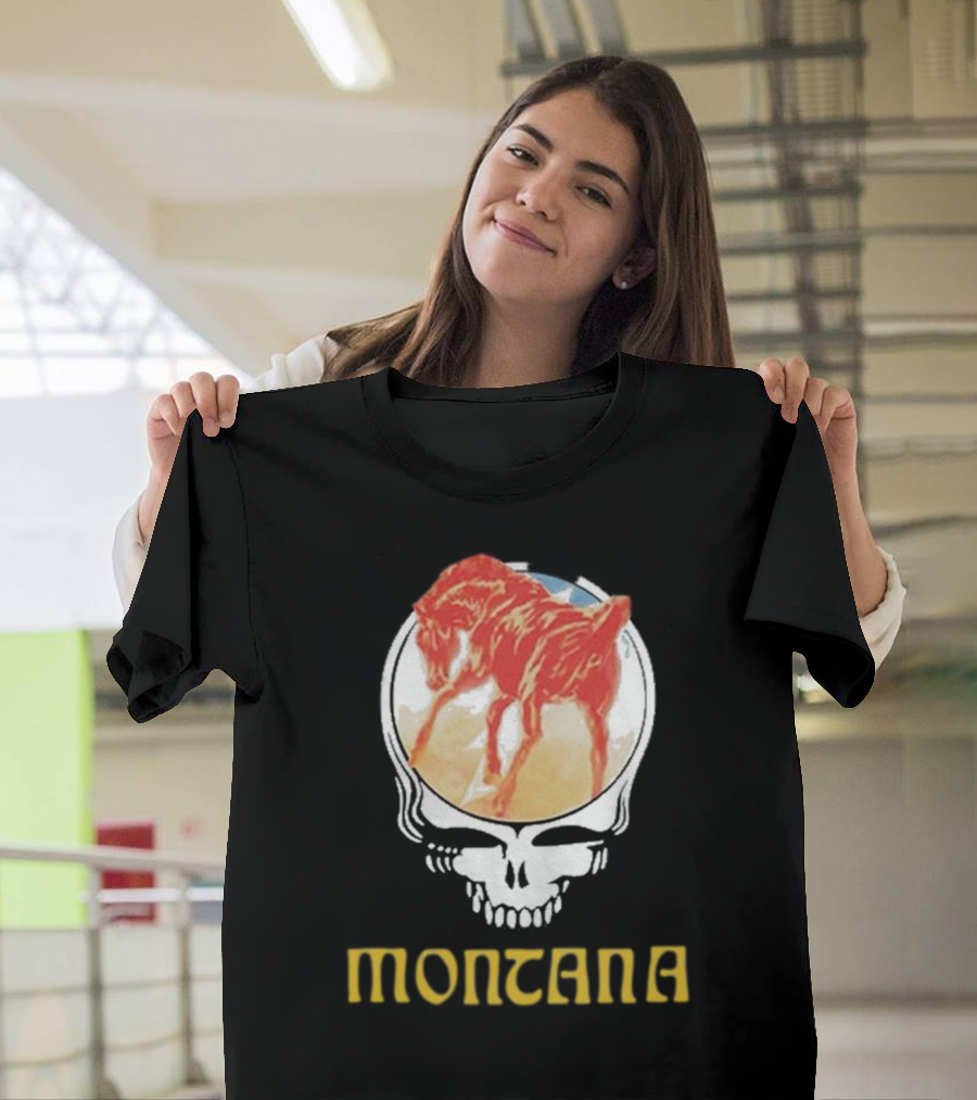 Montana United States Of Dead Horse Skull T-Shirt