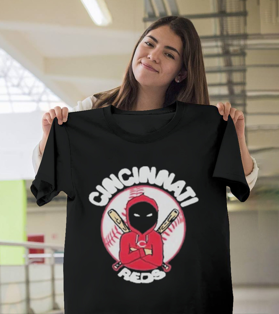 Cincinnati Reds Hoodie Baseball Mask with Crossed Bats T-Shirt