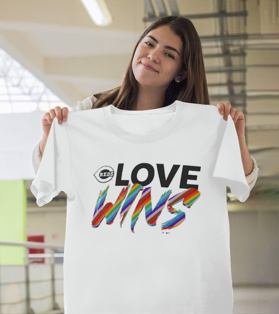 Cincinnati Reds Love Wins Pride Rainbow T-Shirt