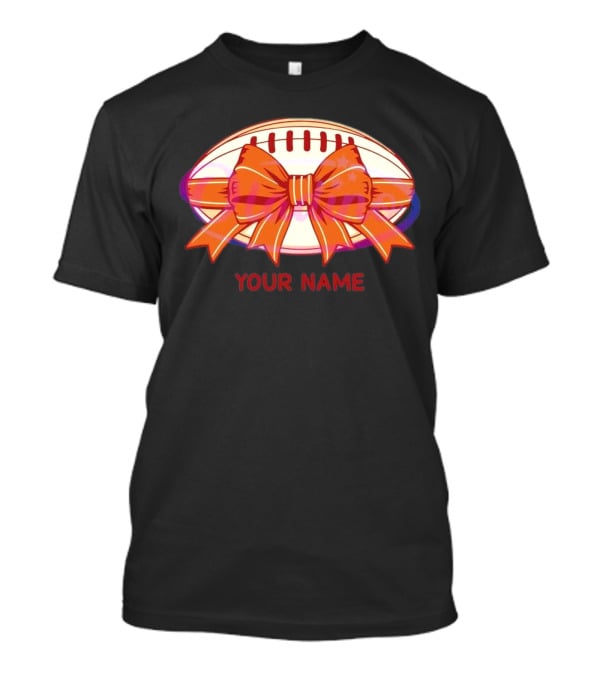 Your Name Coquette Football Bow T-Shirt