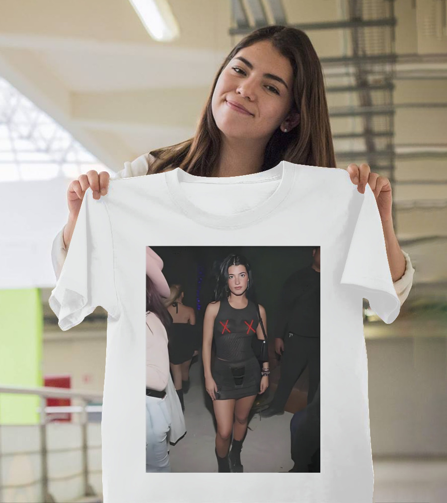 Charli D’Amelio Black Mesh Dress With Red X Details T-Shirt