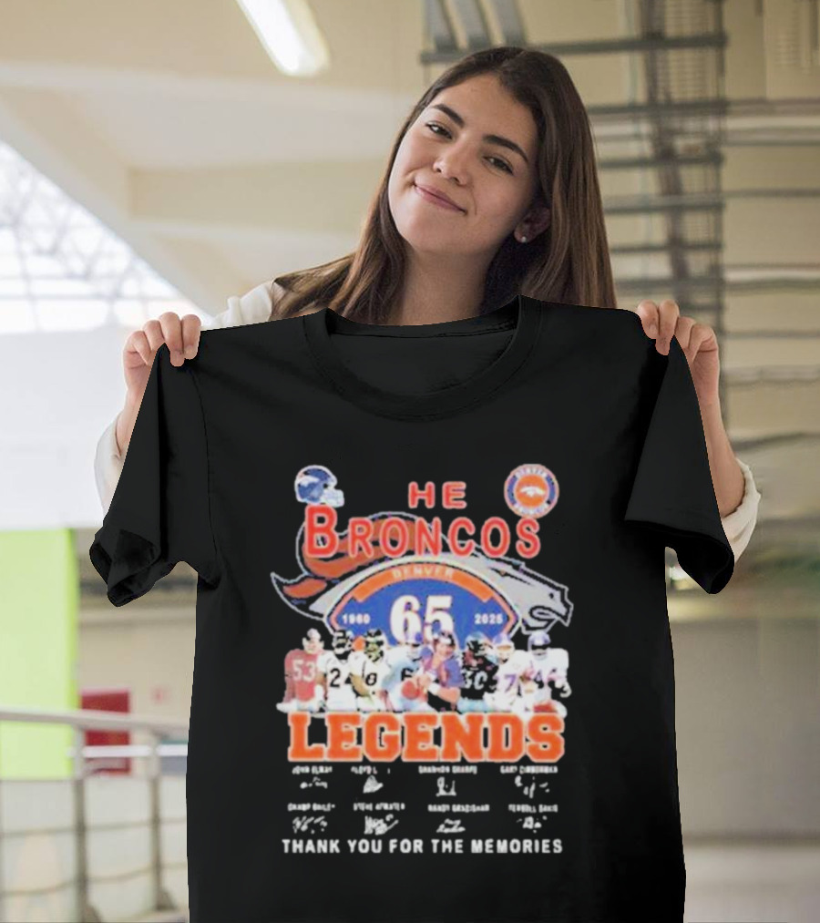 Denver Broncos 65 Year Legends 1960-2025 Thank You For The Memories T-Shirt